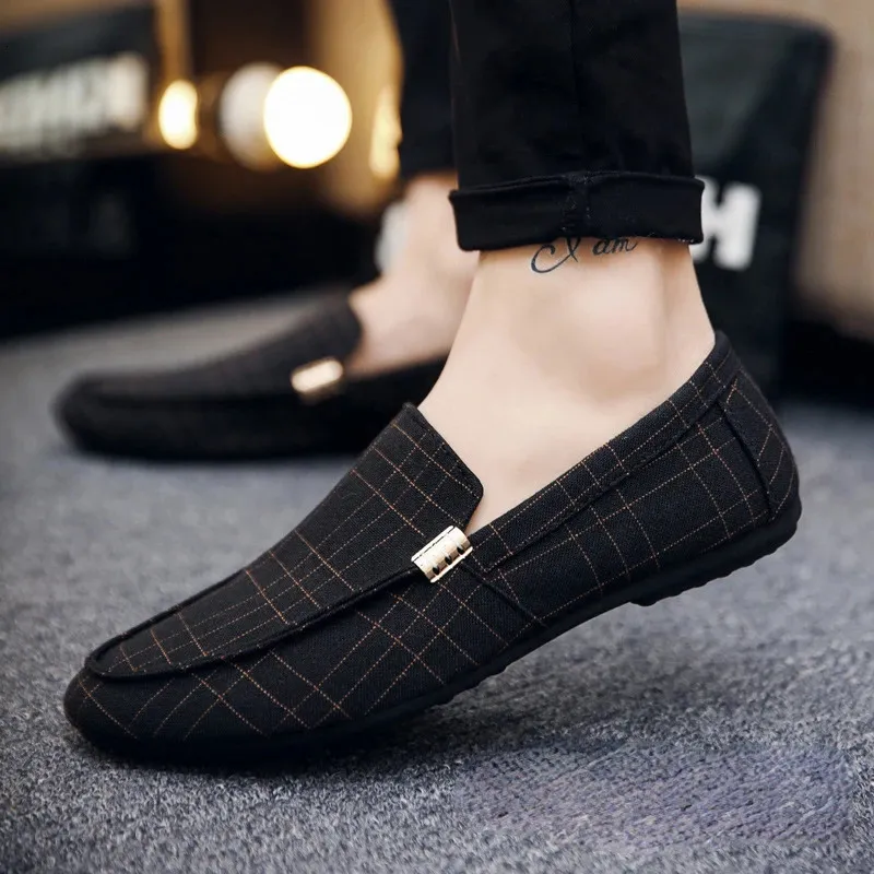 Kledingschoenen Heren Mode Loafers Ademend Canvas Sneakers Instapper Casual Zacht Comfortabel Antislip Rijden Flats Zwart Grijs 231030