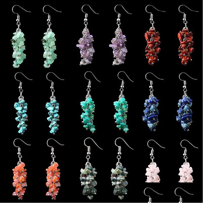 Charm Long Tassel hängande droppörhängen Boho Natural Irregar Chip Crystal Stone Earring Women Fashion Jewelry Accessories Gif Dhgarden Dhrnb