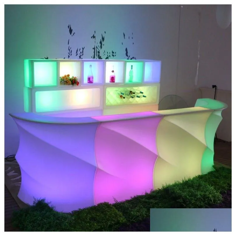 Mobili commerciali Illuminazione moderna Cambiamento di colore Ricaricabile Pe Led Alti tavoli da cocktail Bar Contatore di consegna a goccia Giardino domestico Dh7Gn