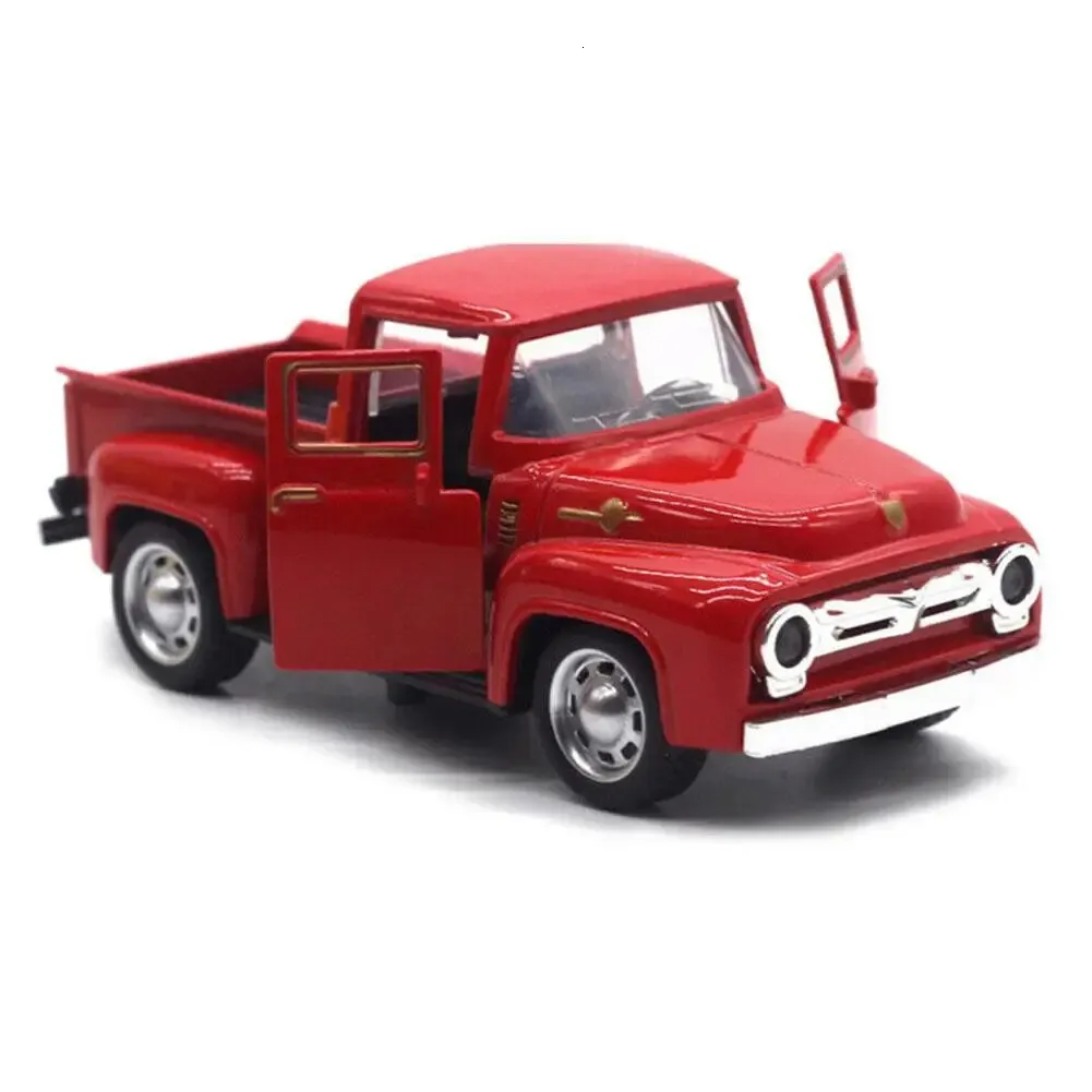 Diecast Model 1 32 Red Metal Truck Toy Vintage Mini Desktop Decorazione per bambini Regali di Natale per bambini Home Office 231030