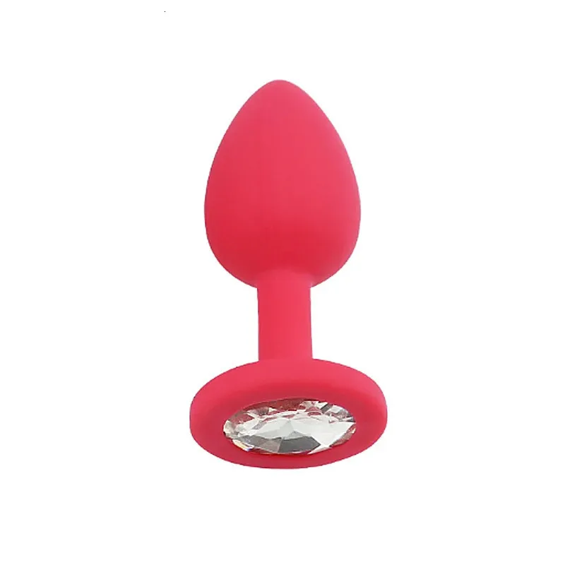 Plugue anal de silicone com joias de cristal, plugue anal sem vibração, brinquedos sexuais para homens, mulheres, masturbação gay, 4 cores 231030