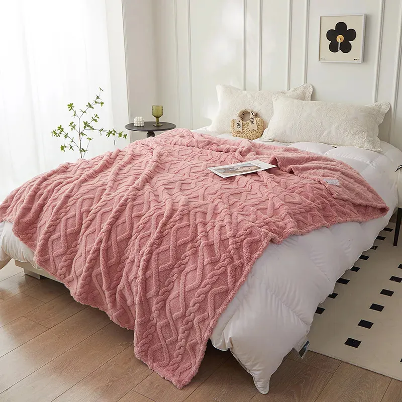 Blankets Solid Color Tuff Blanket Flannel Fleece Throw Soft Adult Bed Cover Winter Warm Stitch Fluffy Bedspread for Sofa Bedroom 231030