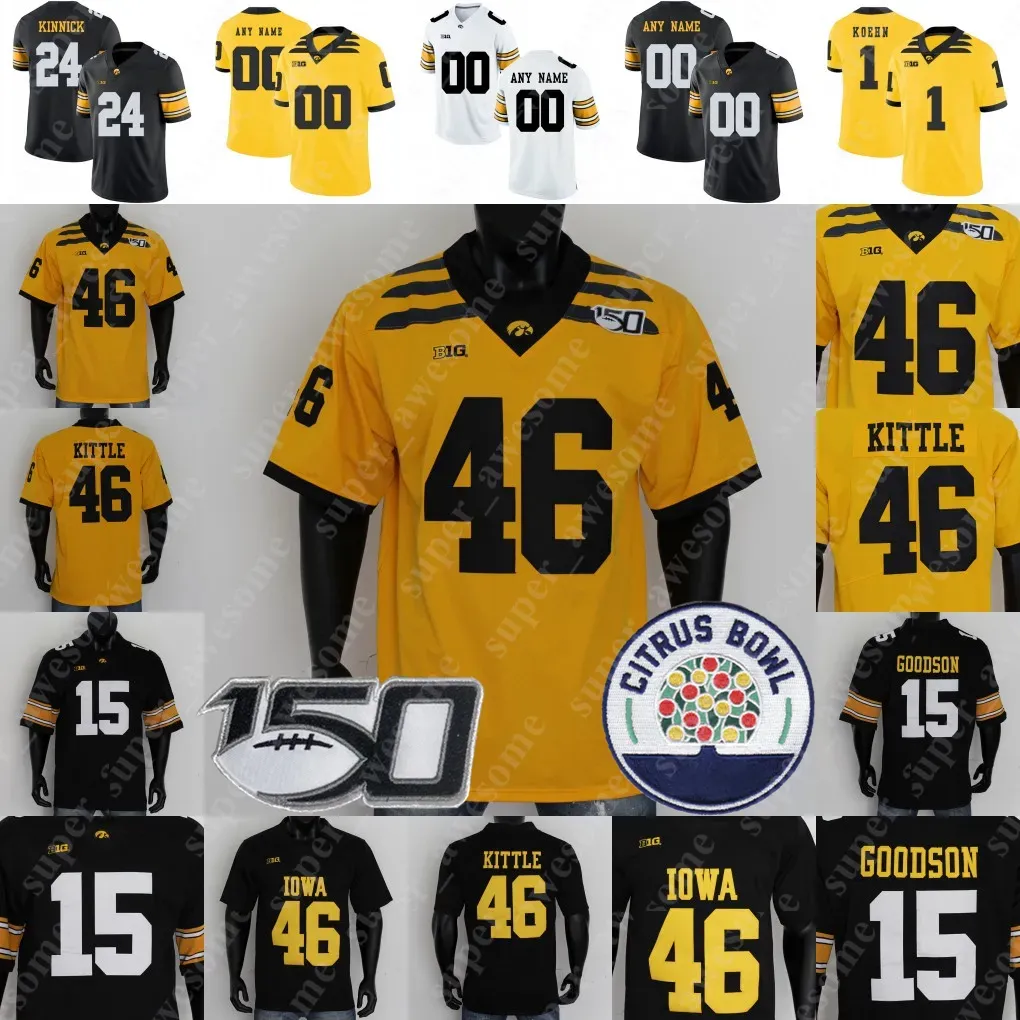 NCAA Iowa Hawkeyes Fußballtrikot 9 Tory Taylor Spencer Petras Tyler Goodson Tyler Linderbaum Riley Moss George Kittle Bob Sanders Xavier N