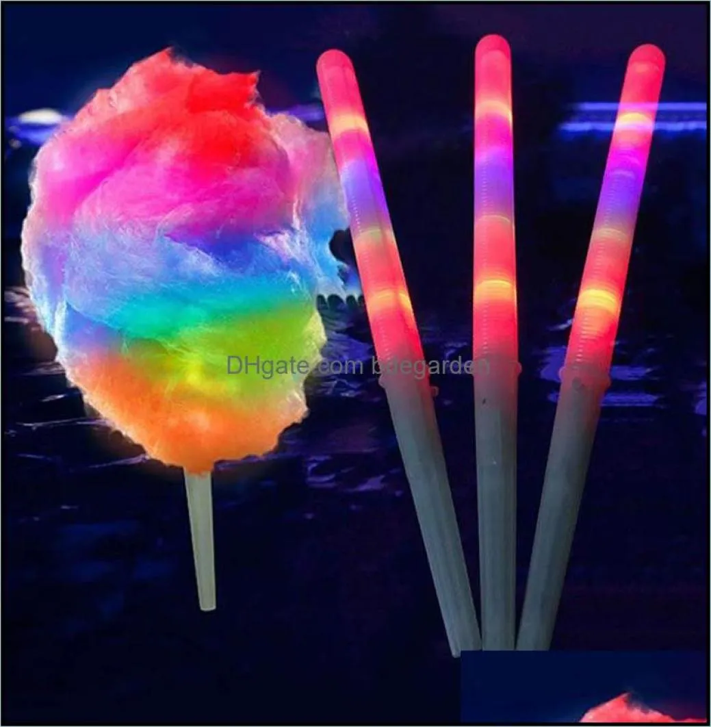 LED Cotton Candy Glow Glowing Sticks Light Up Blinking Cone Fairy Floss Stick Lamp Home Party Decoration Drop Delivery 2021 Event 9370084