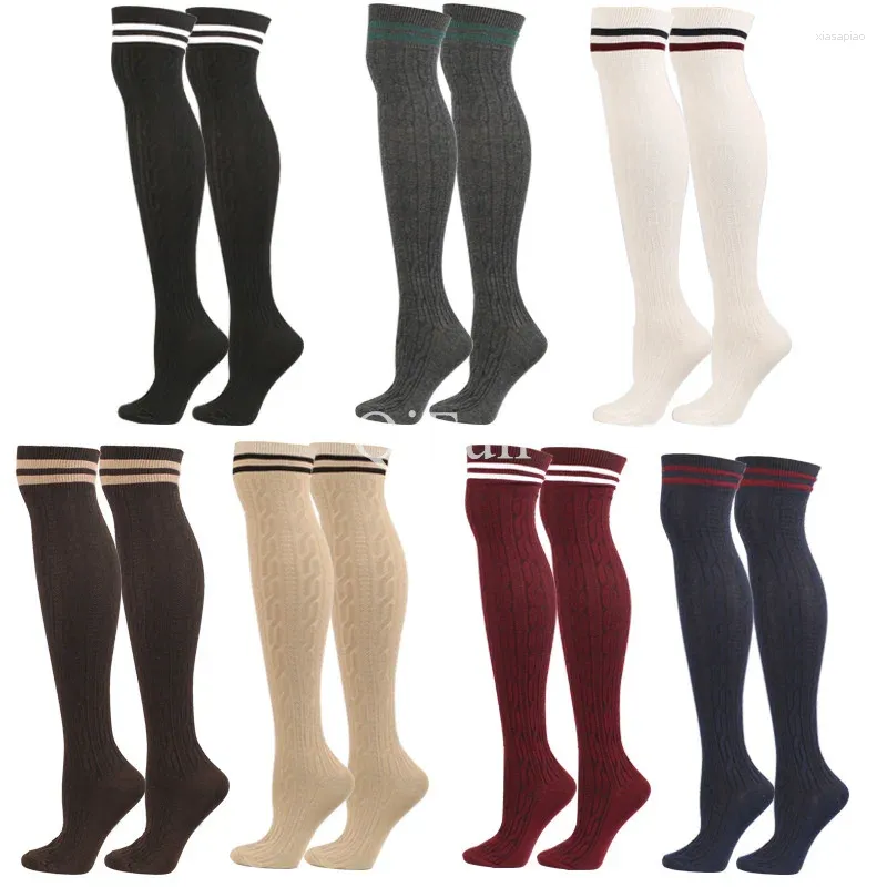 Men's Socks Compression Medias Black White Striped Long Women Velet Over Knee Thigh High Stockings Girls Lolita Cosplay Costumes