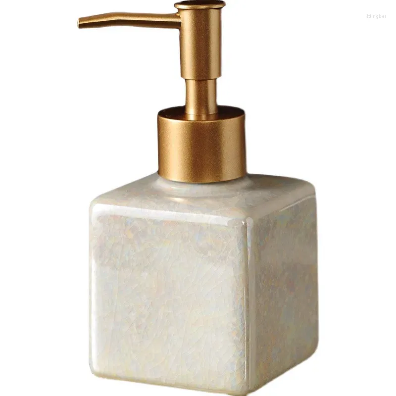 Liquid Soap Dispenser Ceramic Porcelain Bath Shampoo Shower Gel Bottle Gold Head Hardware Birthday Present Wedding Gift