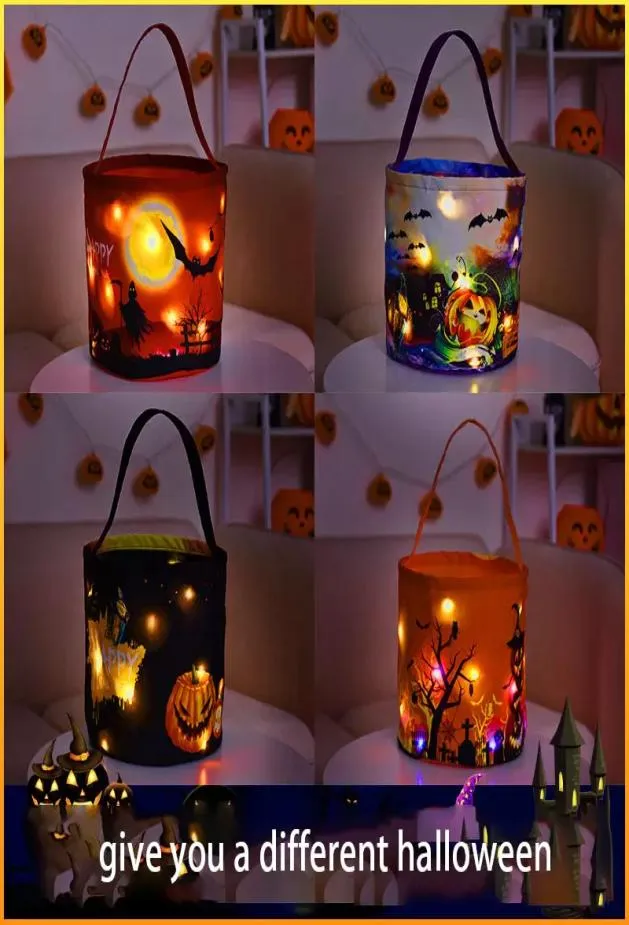 Новая корзина для Хэллоуина, товары для вечеринок, светящаяся сумка в виде тыквы, Children039s, портативная сумка для конфет, фестиваль призраков, большая сумка, украшение ведра P4626019