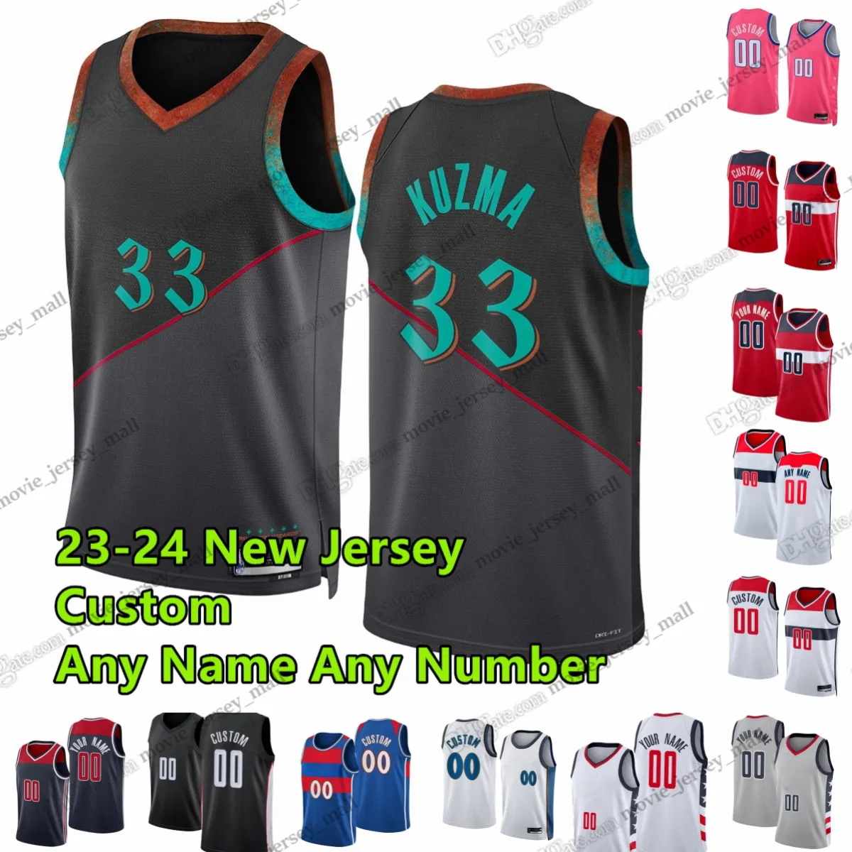 Poole Kyle Tyus Jones Personalizado Impresso 2023-24 Temporada Basquete Jerseys Daniel Gafford Landry Shamet Delon Wright Danilo Gallinari Bilal Coulibaly Davis