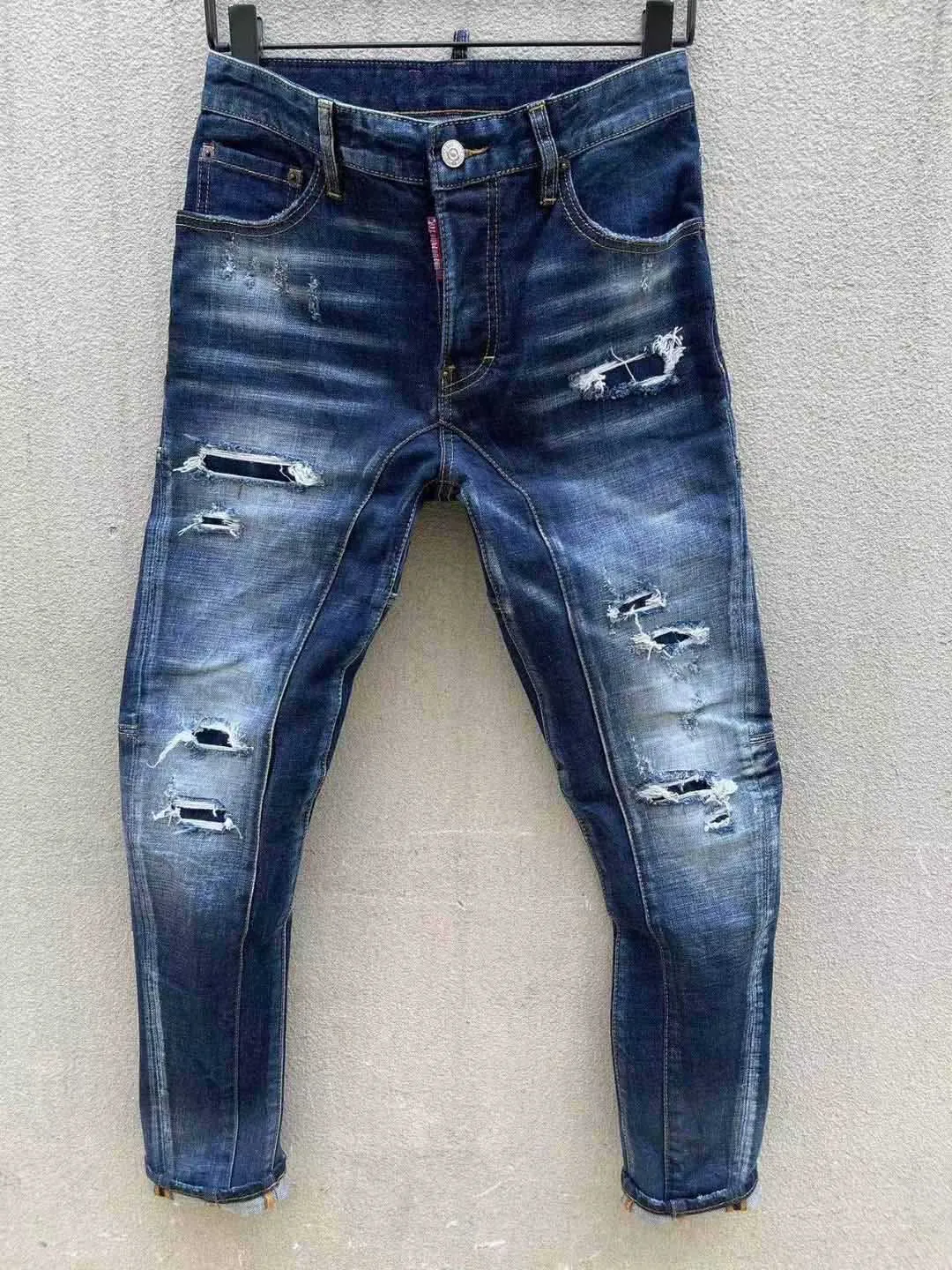 Projektant Męscy proste dżinsy długie spodnie prawdziwe gruboziarniste linia Religionjeans Ubrania Man Casual Pencil Blue Black Denim Spods