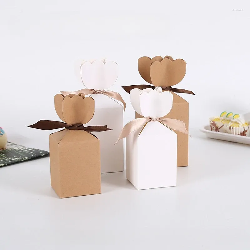 Gift Wrap 10pcs Kraft Paper Package Cardboard Box Vase Candy Favor And Birthday Christmas Valentine's Party Wedding Decoration