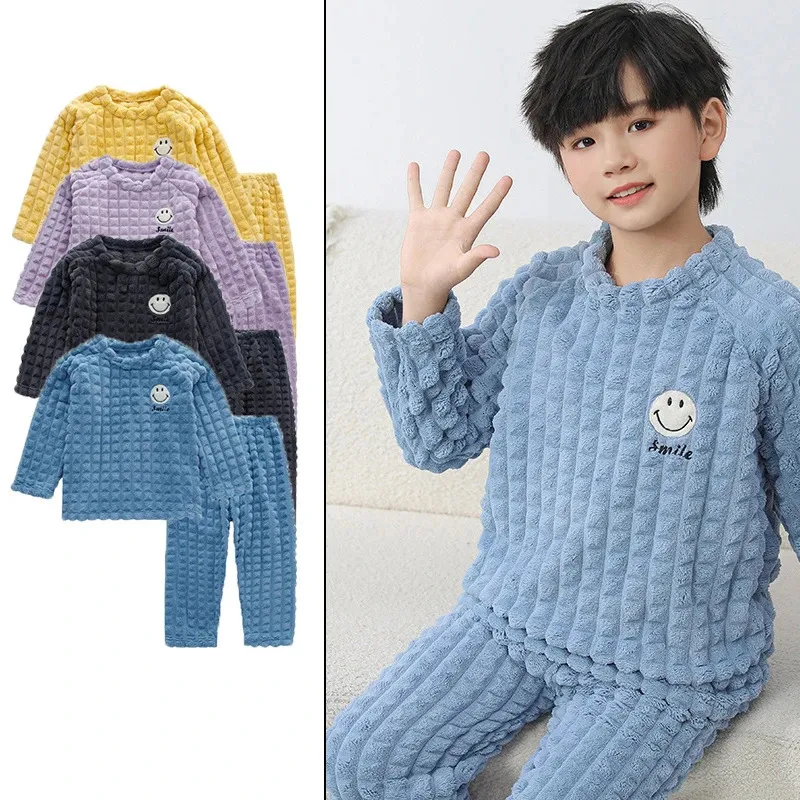 Pyjamas Winter Baby Boy Girl Thicken Flanell Fleece Set Smörjbarn Barn Varm tecknad Sleepwear Kids Home Suit 231030