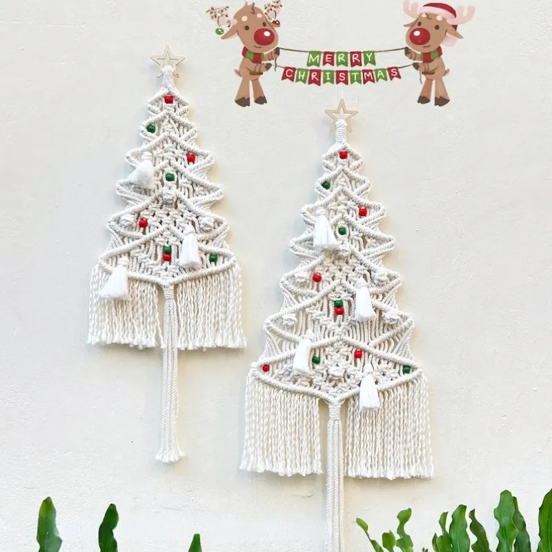 Boho Macrame Christmas Tree Wall Hanging - White Pine, Farmhouse Decor ...