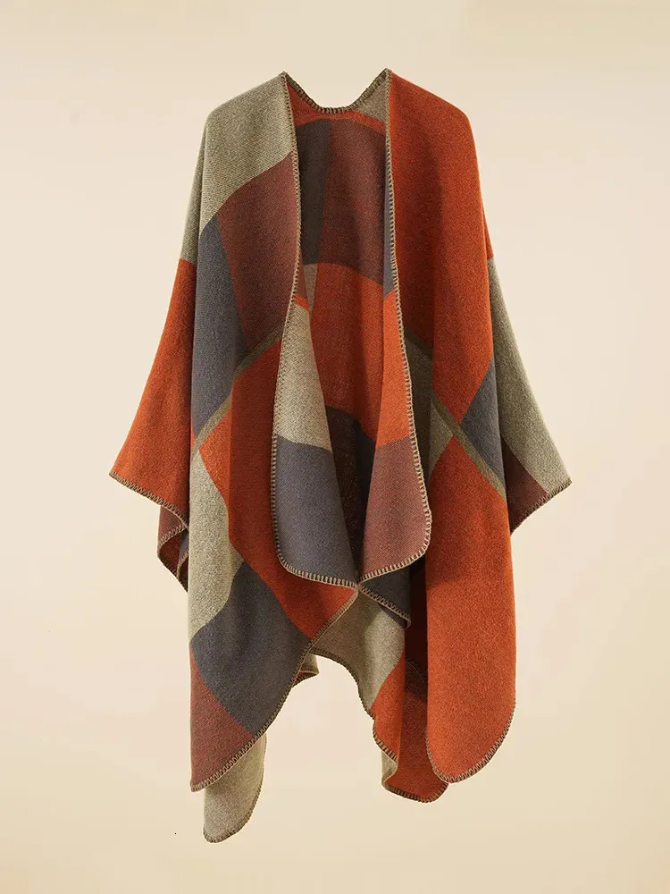 スカーフファッションニット冬の格子縞のスカーフ女性男性カーディガン模倣カシミアポンチョスチャレカパパラマジャーパシュミナシックラップショール231030