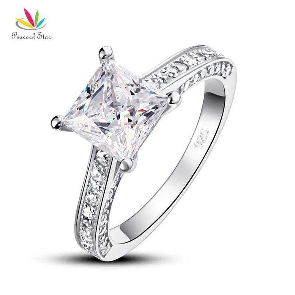 Peacock Star 925 Sterling Silver Wedding Anniversary Engagement Ring 1 5 Ct Princess Cut Jewelry CFR8009 Y0723183c