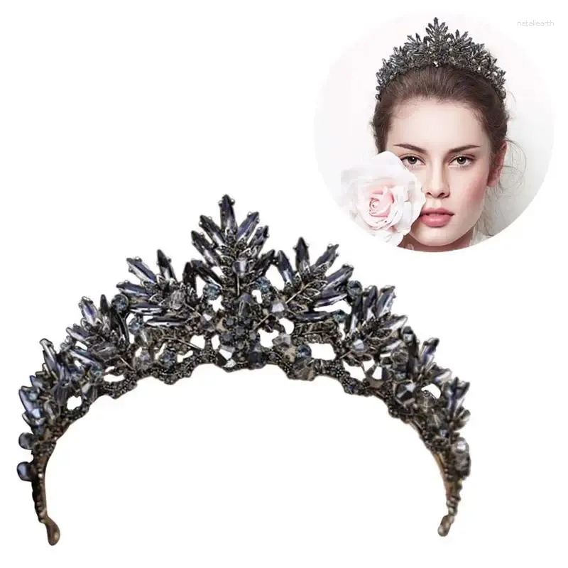 Pinces à cheveux 1 pièce, couronne baroque Vintage en alliage, diadème de mariée, accessoire de bandeau de mariage (noir)