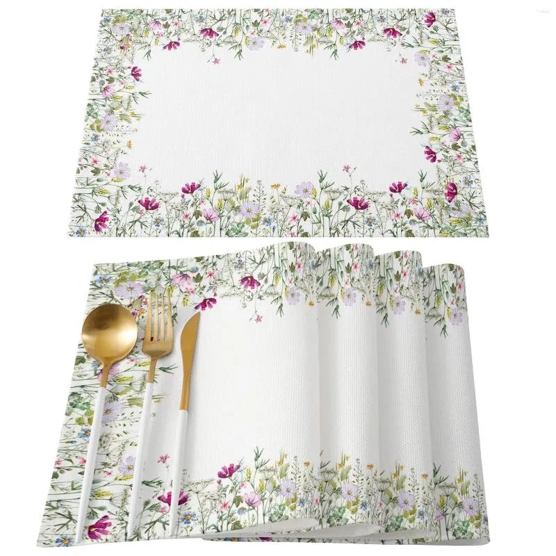 Table Mats Farm Wildflower Plant Flower Placemat Wedding Party Dining Decor Linen Mat Kitchen Accessories Napkin