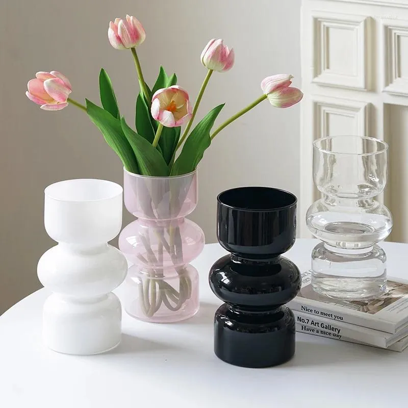 Vasos estilo francês vaso de vidro transparente sala de estar arranjo de flores mesa de jantar para flores decoração de casa estética de casamento