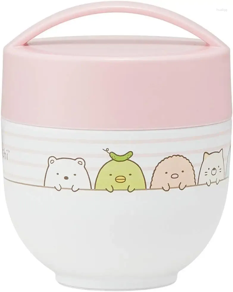 Dinnerware Insulation Lunch Box Bowl Type Jar 540ml LDNC6 (Whrite And Pink Color) Pre-Order Ships Within 14 Day Loncheras Para Almue