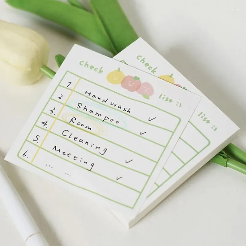 Folhas tulipa nota papel estilo simples xadrez mensagem bloco de notas kawaii papelaria bloco de notas escritório deixar suprimentos