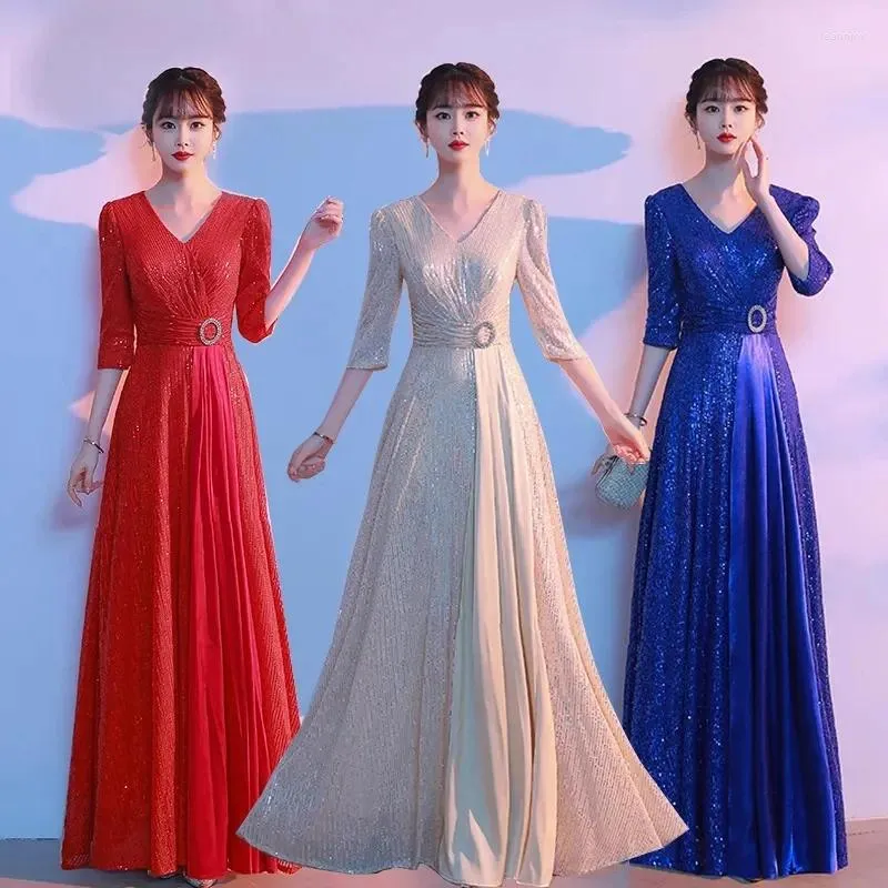 Casual Dresses Grand Choir Performance Dress Female Long Adult Upscale Evening Middle And Old Age Stage Clothing