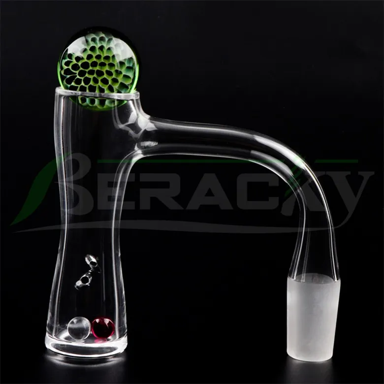 Beracky Smoking Full Weld Beveled Edge Quartz Banger 22mm Honeycomb Terp Beads With 2pcs Tourbillon For Glass Water Bongs Dab Rigs Pipes