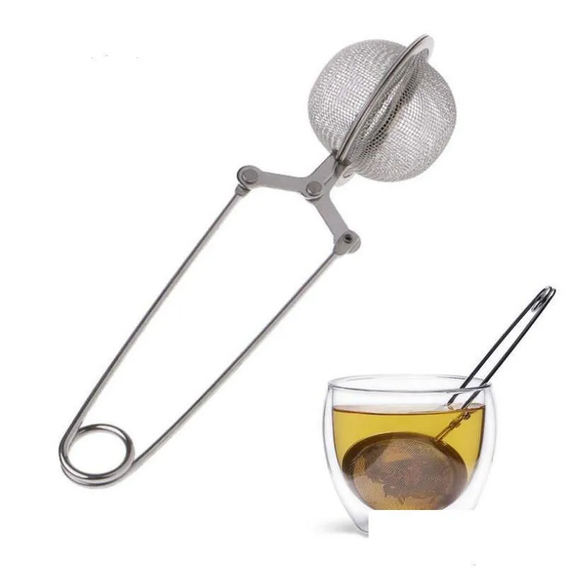 Kaffe te -verktyg 2021 Teas Infuser 304 Rostfritt stål sfär Mesh Silter Herb Spice Filter Diffuser Handle Boll Top Quality Drop de Dh9cy