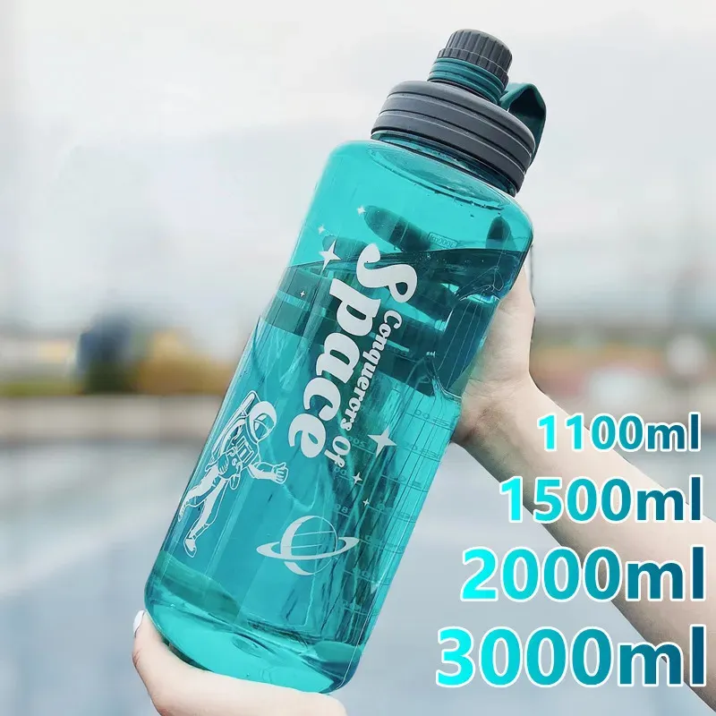 water bottle 1000ML-3000ML bouteille d'eau de très grande capacité extérieure avec paille sport espace tasse Portable tasse d'eau Air Vibration bouteille 231030