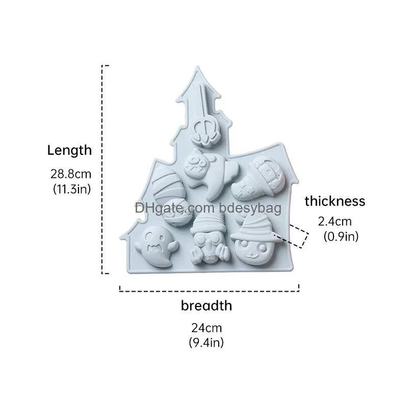 Baking Moulds Spooktacar 7-Hole Halloween Ghost Sile Cake Mold Drop Delivery Home Garden Kitchen Dining Bar Bakeware Dh0Nc
