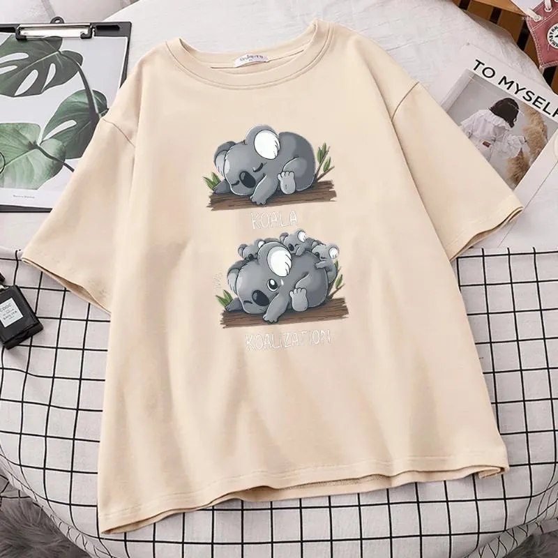 Women's T Shirts Koala Koalization Climb Wood Print Woman Fashion Home Clothes Creativity Oversize T-Shirt Retro Soft Womans T-Shirts