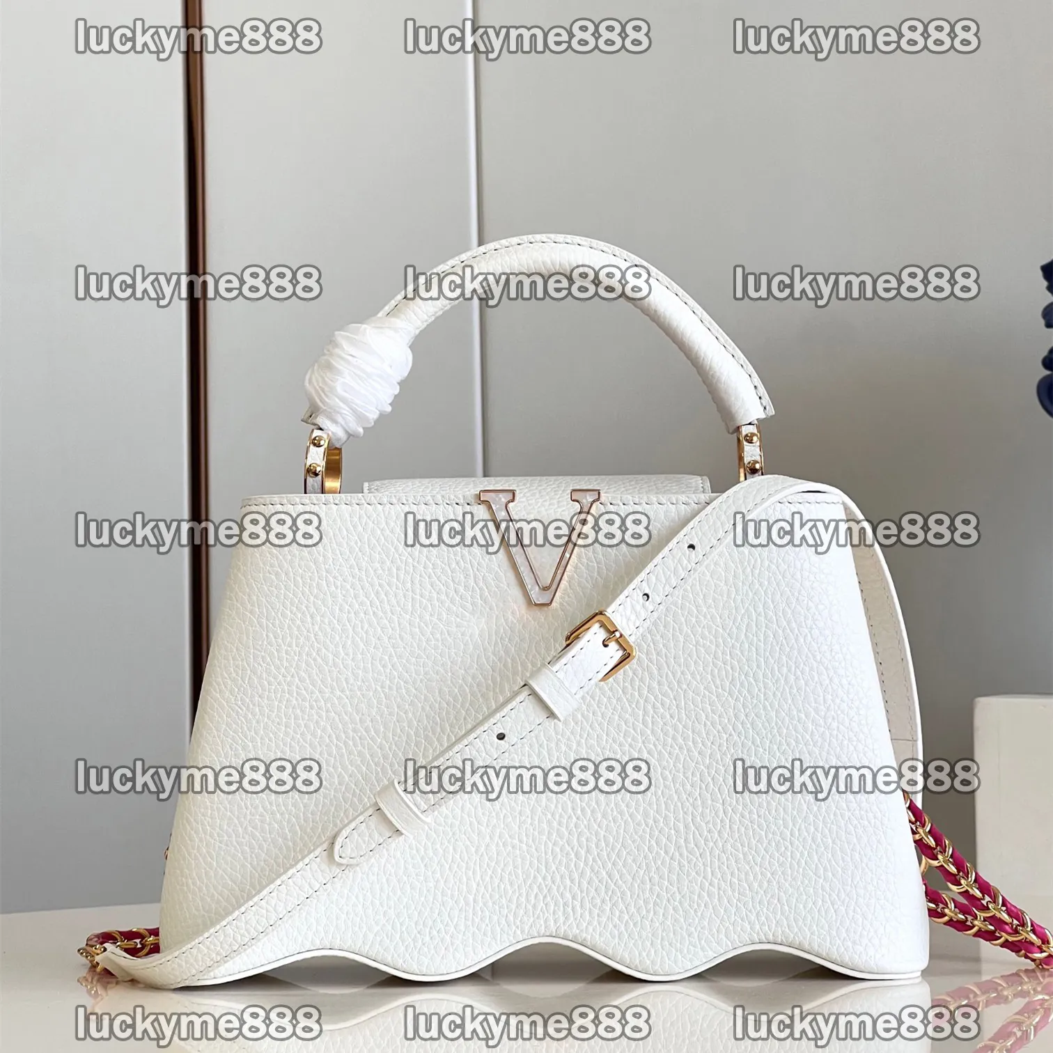 10a spegelkvalitetsdesigners mini små mm capushell väskor 22 cm 27 cm 31,5 cm kvinnors skalväska lyxiga hanterar handväskor läder handväska crossbody axelkedja remväska