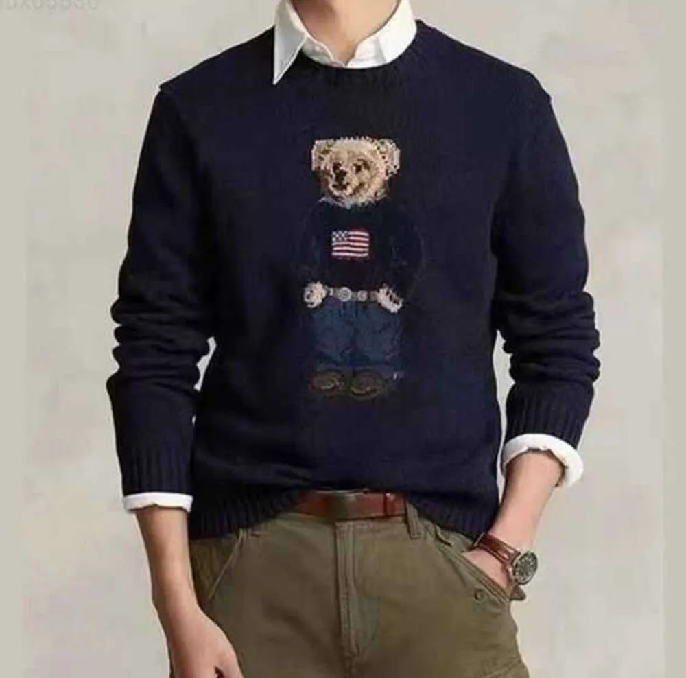 SS Automne Hommes Designer Pulls Cartoon RL Bear Broderie Mode Manches longues Tricoté Pull Laine Coton Doux Unisexe Hommes Ess