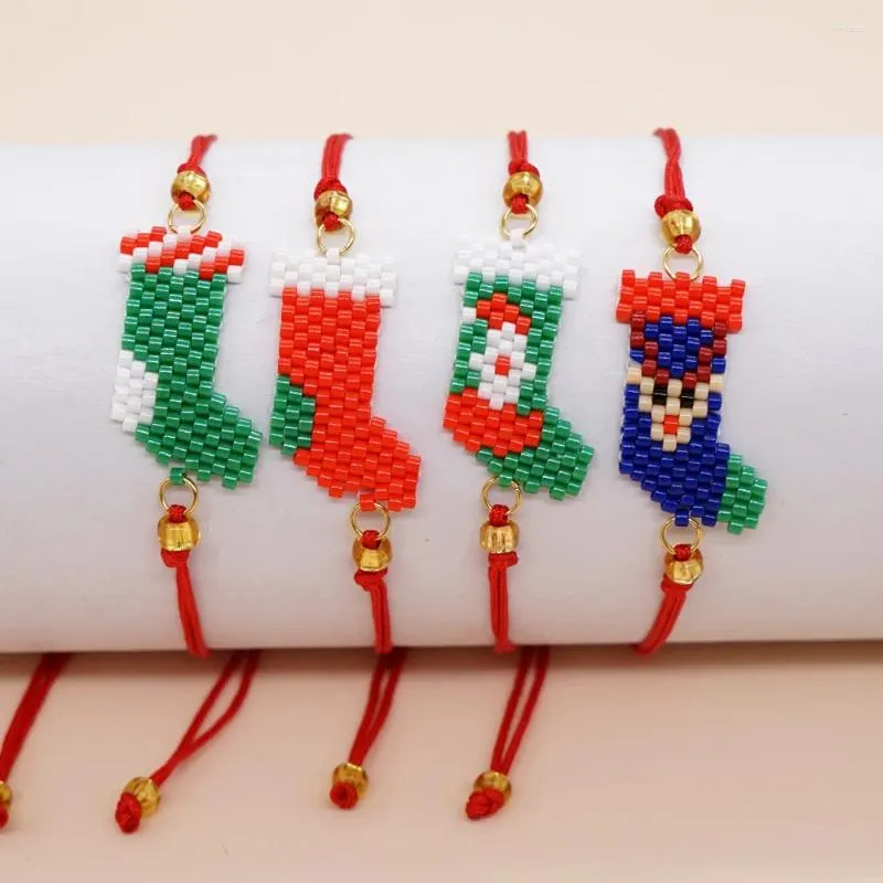 Link Bracelets Originality Fashion Hand-woven Christmas Stocking Bracelet For Women Bohemia Simple Adjustable Jewelry Gift Accessories