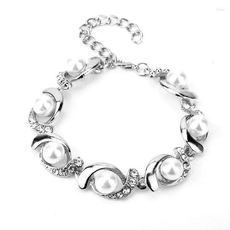 Bedelarmbanden Vrouwen Bruiloft Armband Voor Dame Imitatie Parel Bangle Chain