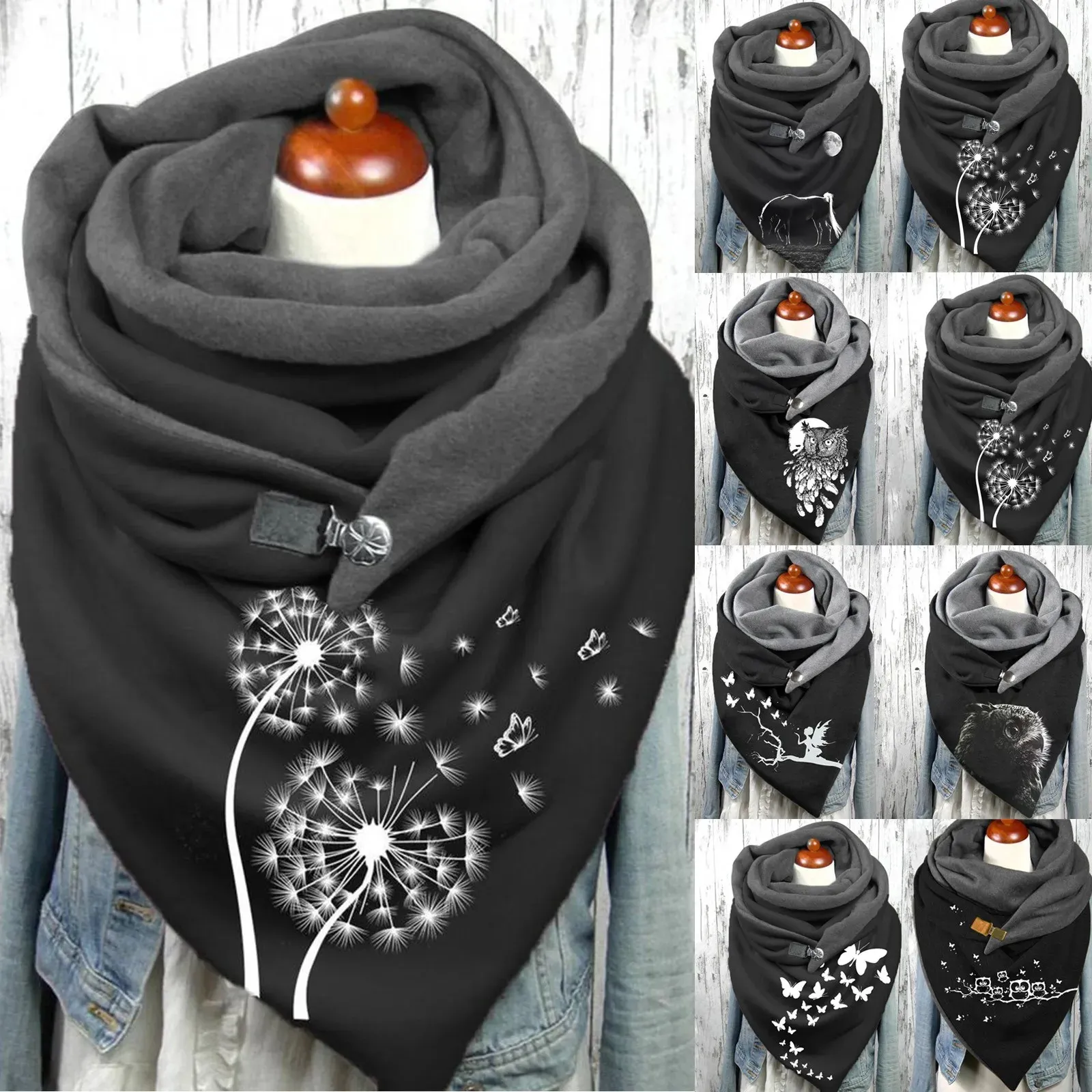 Sjaals mode printen sjaal wrap dames knop casual warme dames zachte kasjmier foulard winter sjaals hijab 231030