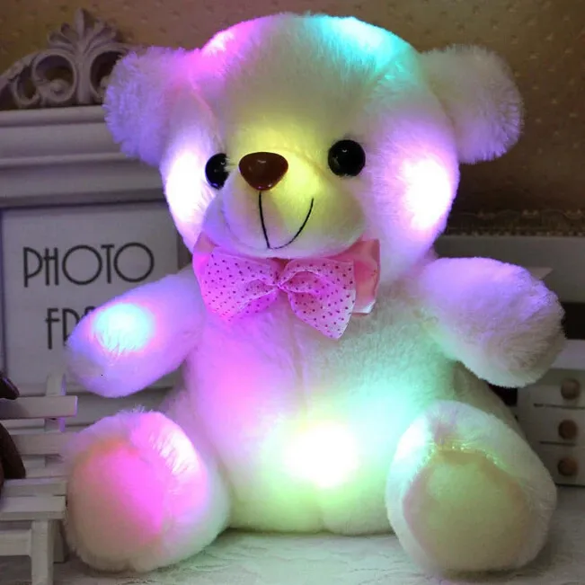 Plush Dolls 20CM Colorful Glowing Luminous Baby Toys Lighting Stuffed Bear Teddy Lovely Gifts for Kids 231030