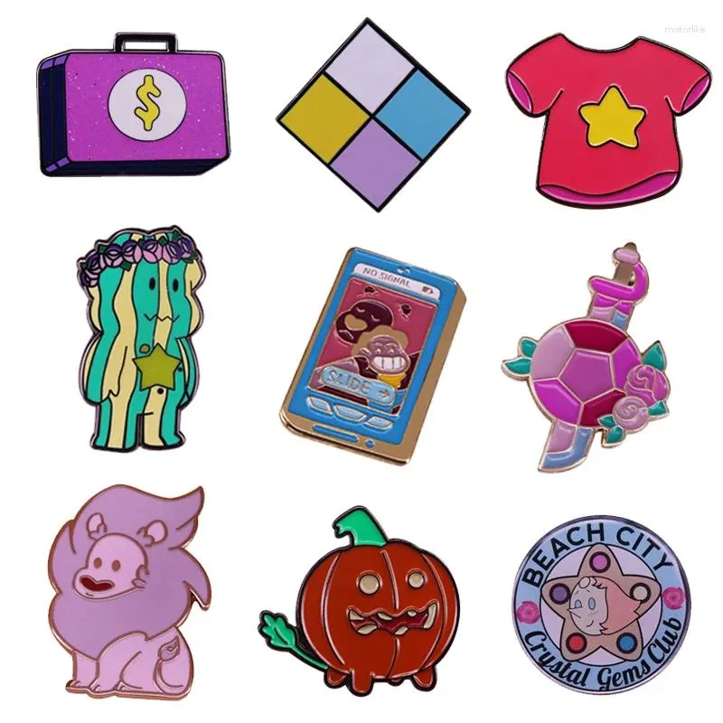 Brooches Steven Universe Cartoon Badge Collection Lion Pumpkin Dog Millionaire Briefcase Crystal Pin