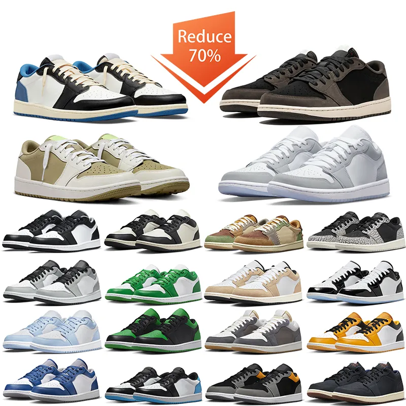 1s Low Basketball Shoes Jumpman 1 Men Kvinnor Golf Neutral Olive Mocha Panda Black Toe Lucky Green True Blue UNC Obsidian Sports Sneakers Trainers Outdoor Sneakers