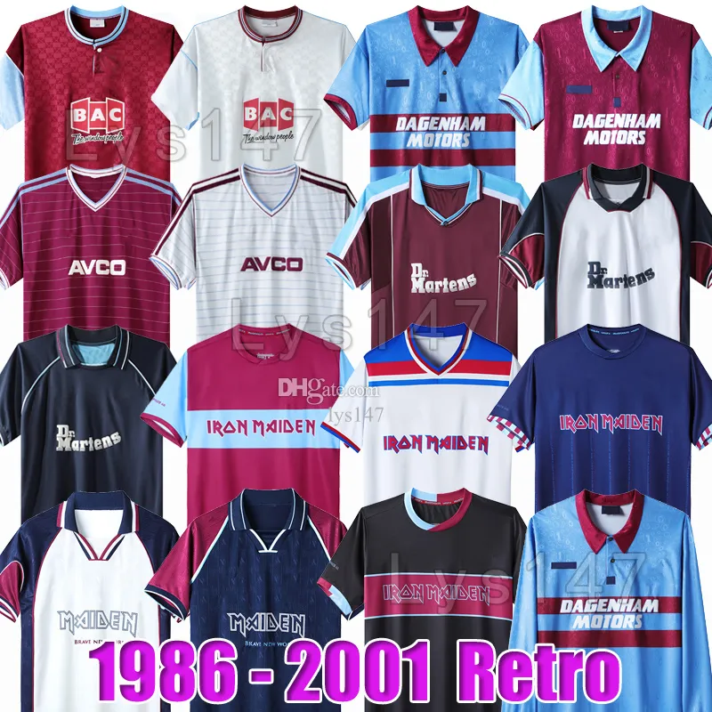 1986 89 햄 레트로 축구 유니폼 아이언 메이든 1990 95 97 Di Canio Kanoute Lampard 1999 2001 2008 2011 2011 Football Shirts 남자 유니폼