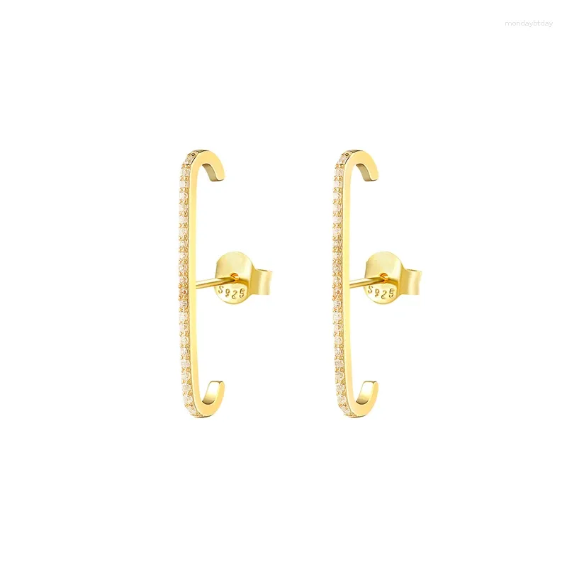 Stud Earrings CANNER Gold 925 Sterling Silver Single Row Diamond Inlaid Hipster For Women 2023 Trend Jewelry Gifts