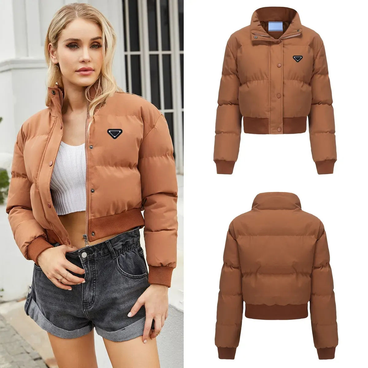 Piumini corti da donna di marca Stilista Parka Lady 2023 Cappotti corti in cotone da donna nuovi Inverno addensato Calore Capispalla allentato Cappotto casual