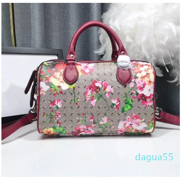 Almohada de lona Bolsos de diseñador para mujer Gram Tian Bicolor Blooms Impresión de letras Totes de hombro Dama de lujo Mango de cuero Bolso Crossbody Compras