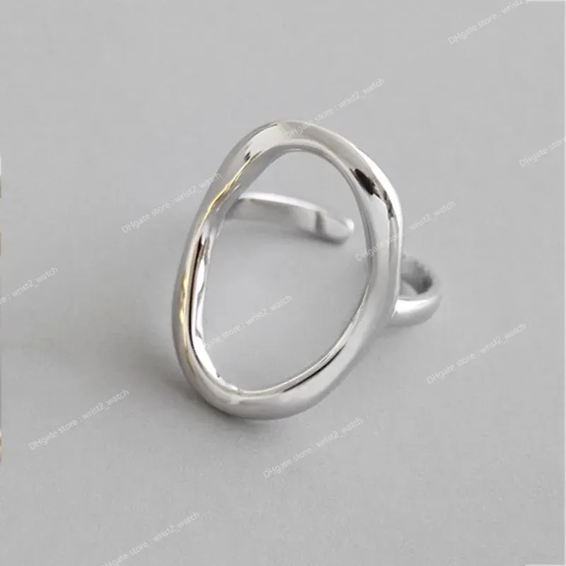 Silver Color Irregular Hollow Opening Rings for Women Couple Fashion Simple Geometric Party Jewelry Gifts Fashion JewelryRings