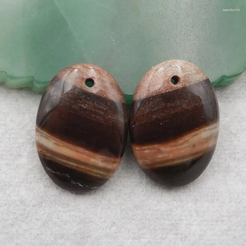 Pares de pendientes de mano de jaspe semiprecioso con parte trasera plana, piedras preciosas sueltas, 18x13x3mm3g