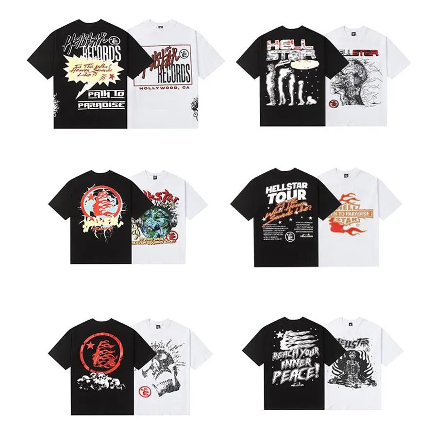Designer T-shirt Mens och Womens Hellstar Print Fashion Casure Sleeve High Street Cool Hip Hop Skateboard Boys and Girls Top218U