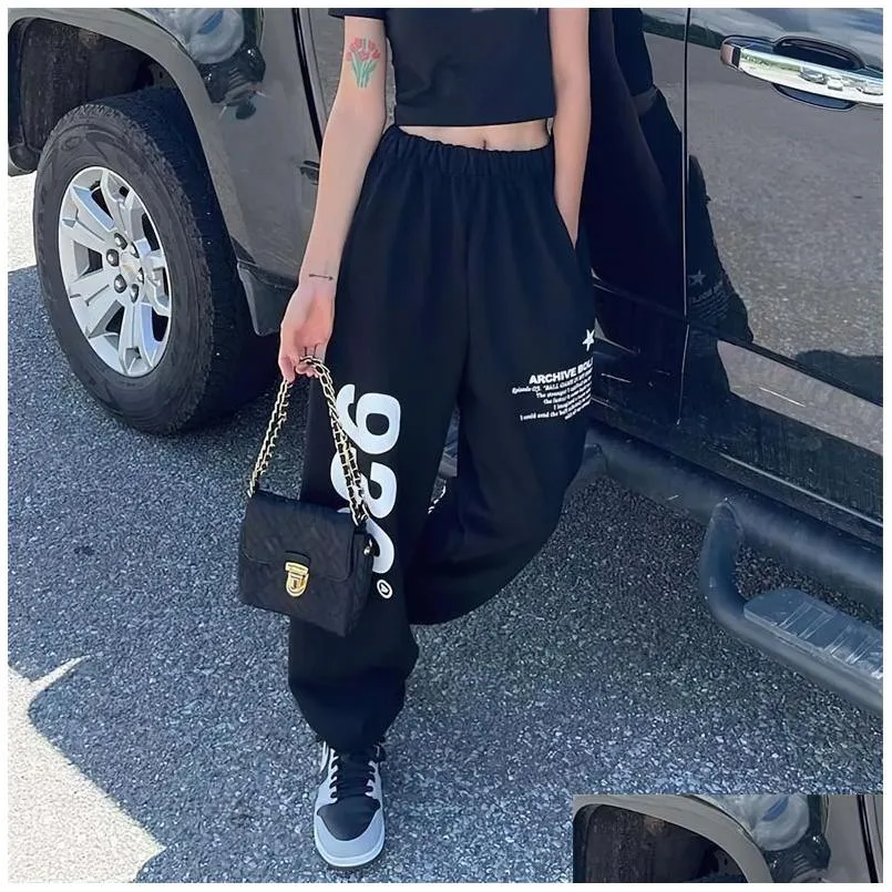 Pantaloni da donna Capris Moda coreana Kpop Danza Jogger Donna Primavera Estate Jazz Hip Hop Pantaloni sportivi oversize Y2K Abbigliamento 939 Stampa Oteqr