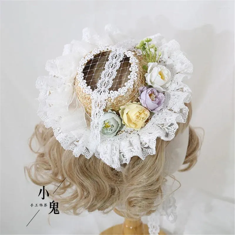 Party Supplies Handmade Girls Lolita Mini Top Hat Hai Clips Net spetshuvudbonad