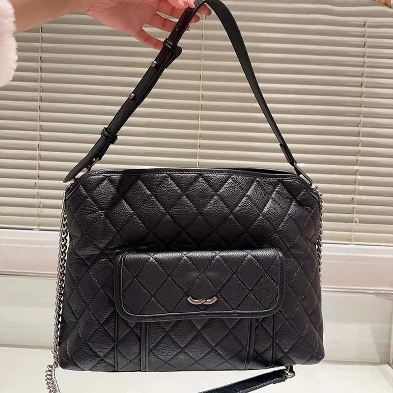 23K Designer Panie na lotnisku torba na ramię 35 cm skórzana kontrola diamentu srebrne sprzętowe zapięcie luksusowe łańcuch matelasse worka crossbody torebki na zakupy sacoche