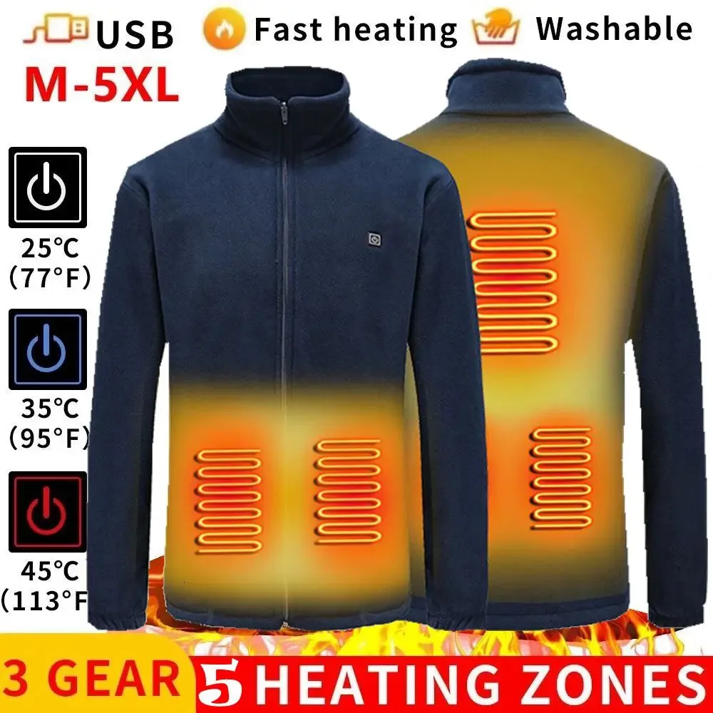 Damesjassen 2023 Mannen USB Verwarmd fleecejack Winter Warm Verwarming Gewatteerde Slimme Thermostaat Pure Kleur Kleding 231031