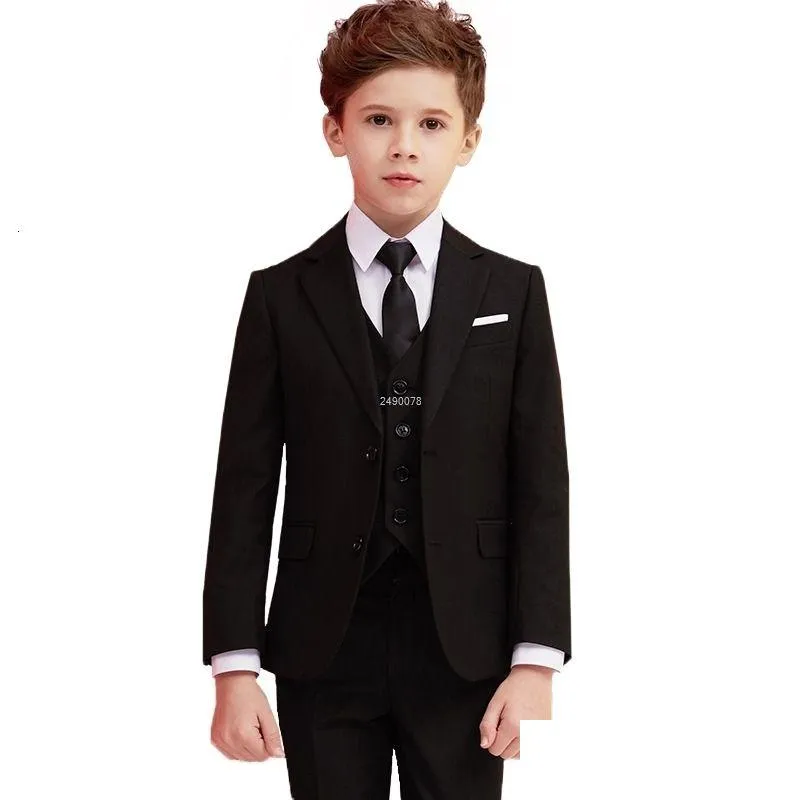 Suits Boys Black 007 Suit Kids 공식 블레이저 의류 세트 신사 어린이 어린이 졸업 코러스 공연장 드레스 의상 드롭 Deli DHB7O