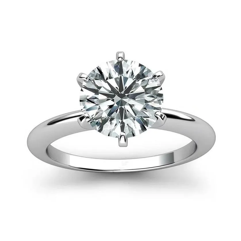 Wedding Rings Classic 14K White Gold 1ct 2ct 3ct Moissanite Diamond Ring jewelry Trendy Party Engagemen Anniversary Ring212m
